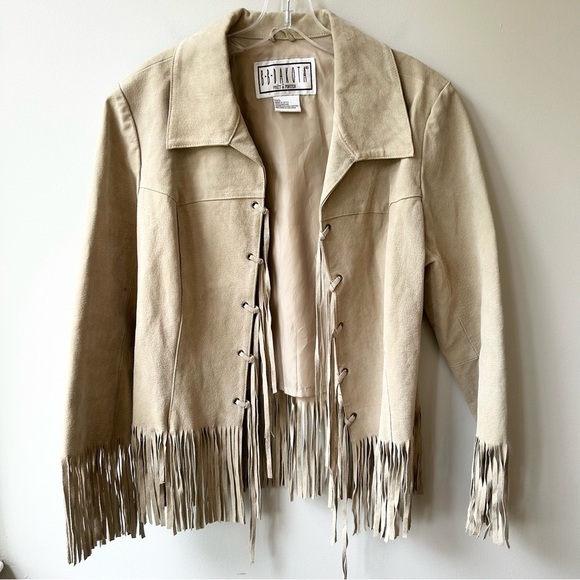 Vintage BB Dakota fringed cropped women’s genuine suede jacket - Picture 1 of 10